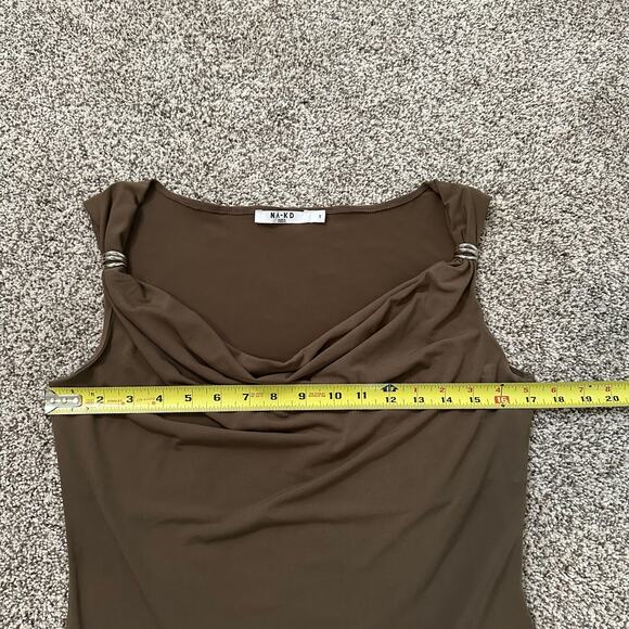 NA-KD brown cowlneck off the shoulder top top size S - Picture 10 of 11